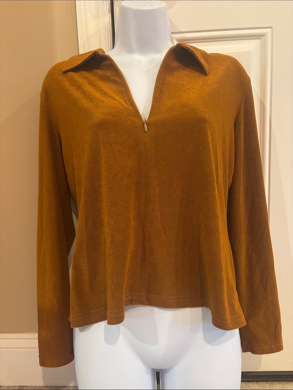 Women's Long-Sleeve Half-Zip Top in Rusty Brown